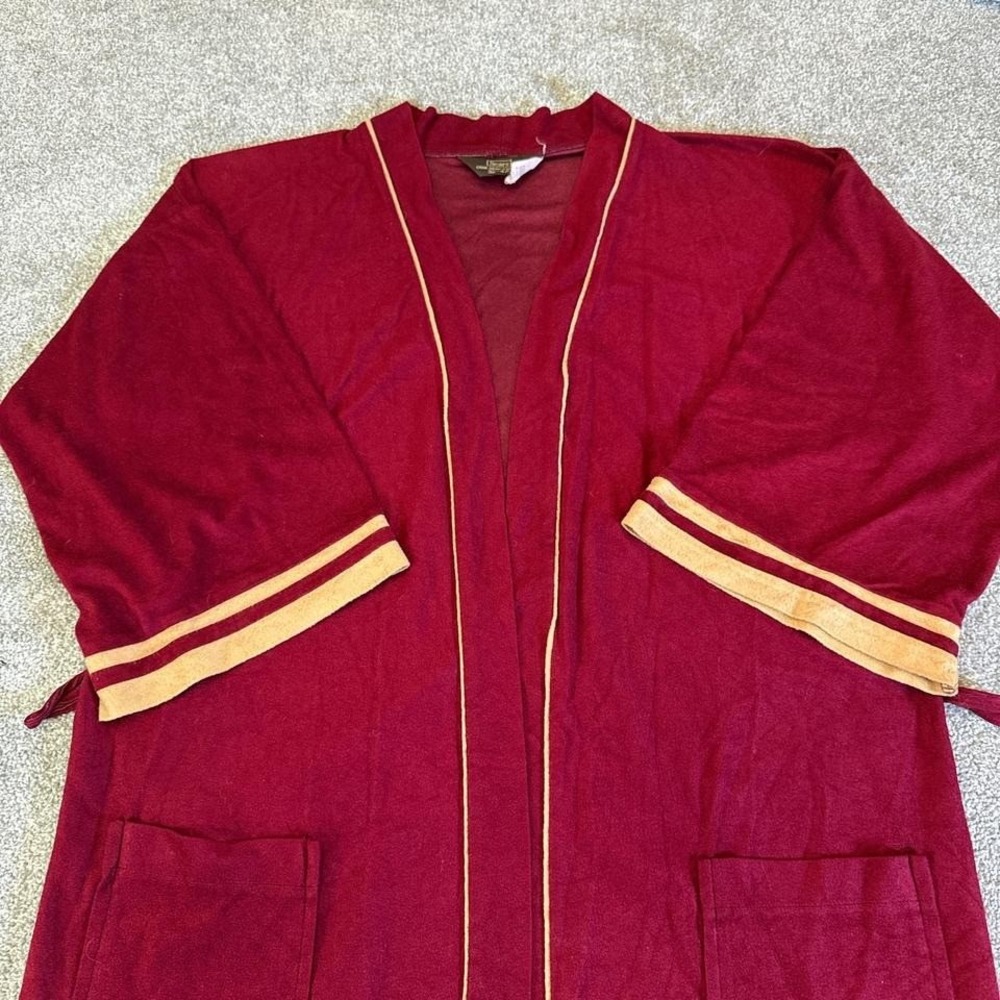 Sears Vintage 1970s Red Gold Robe USA Made Chest 36–48 Classic Retro Loungewear - Picture 2 of 8